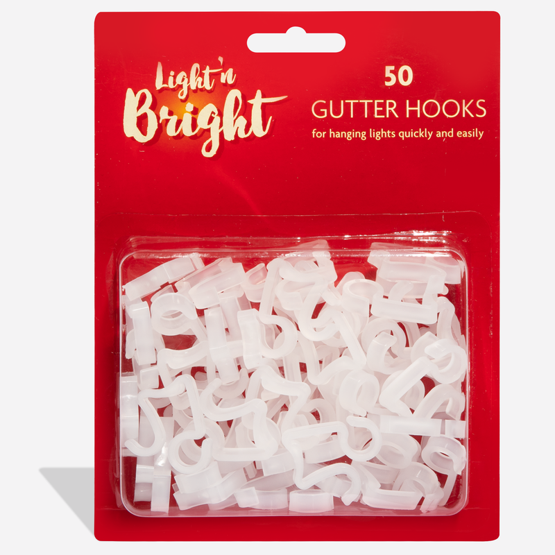 Antique White Light & Bright Christmas Light Gutter Hooks (50 Pack) Christmas