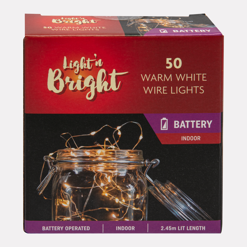 White Smoke Light & Bright Christmas Lights Copper Wire-Warm White, Battery Operated (50 Pack) Christmas