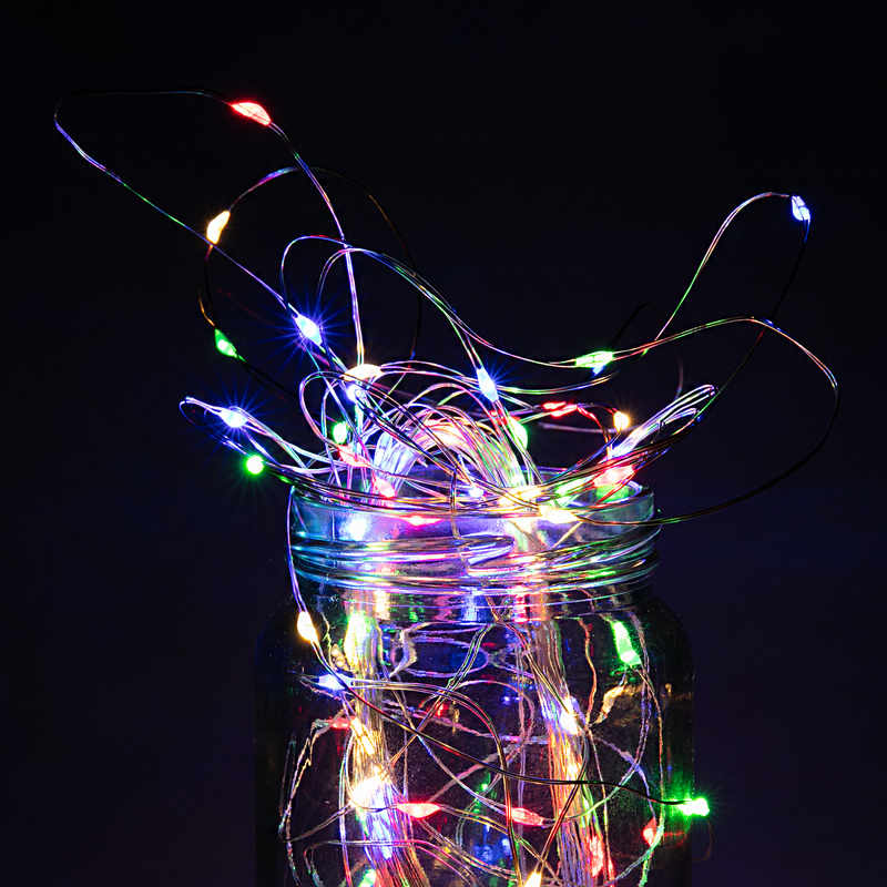 Black Light & Bright Christmas Lights Copper Wire-Multicolour, Battery Operated 2F (100 Pack) Christmas