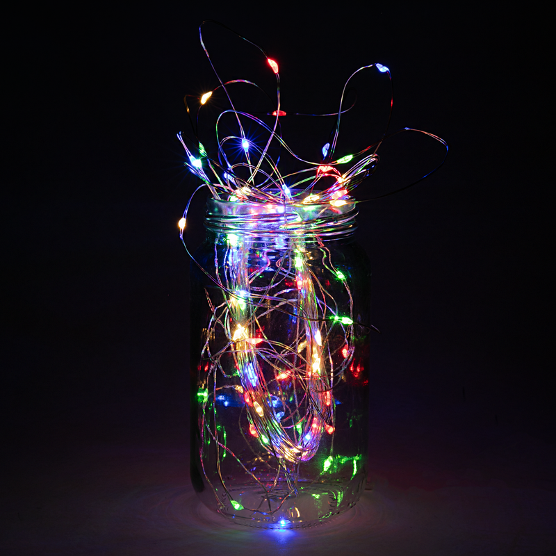 Black Light & Bright Christmas Lights Copper Wire-Multicolour, Battery Operated 2F (100 Pack) Christmas