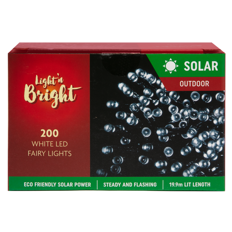 Dark Slate Gray Light & Bright Christmas Solar Fairy Lights-White (200 Pack) Christmas