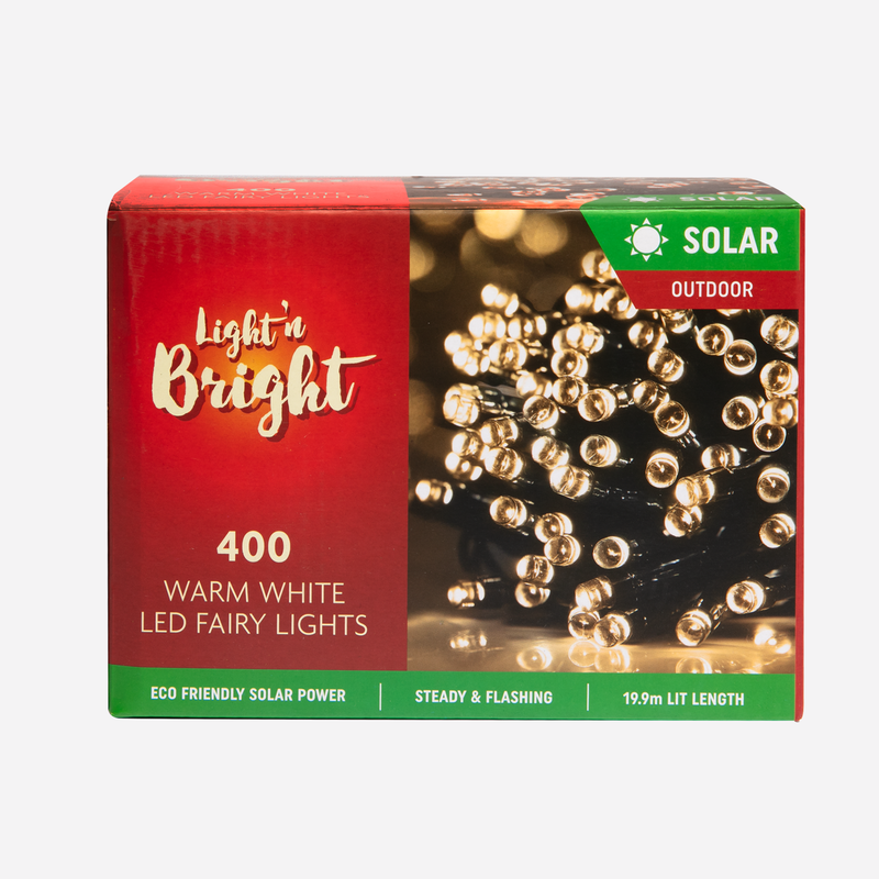 Dark Slate Gray Light & Bright Christmas Solar Fairy Lights-Warm White 2F (400 Pack) Christmas