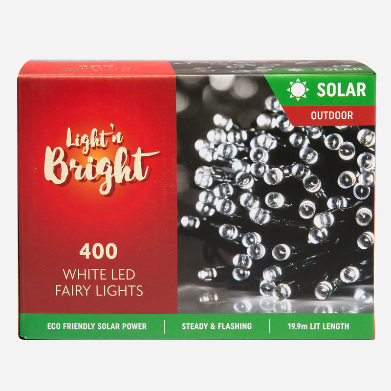 Lavender Light & Bright Christmas Solar Fairy Lights-White 2F (400 Pack) Christmas