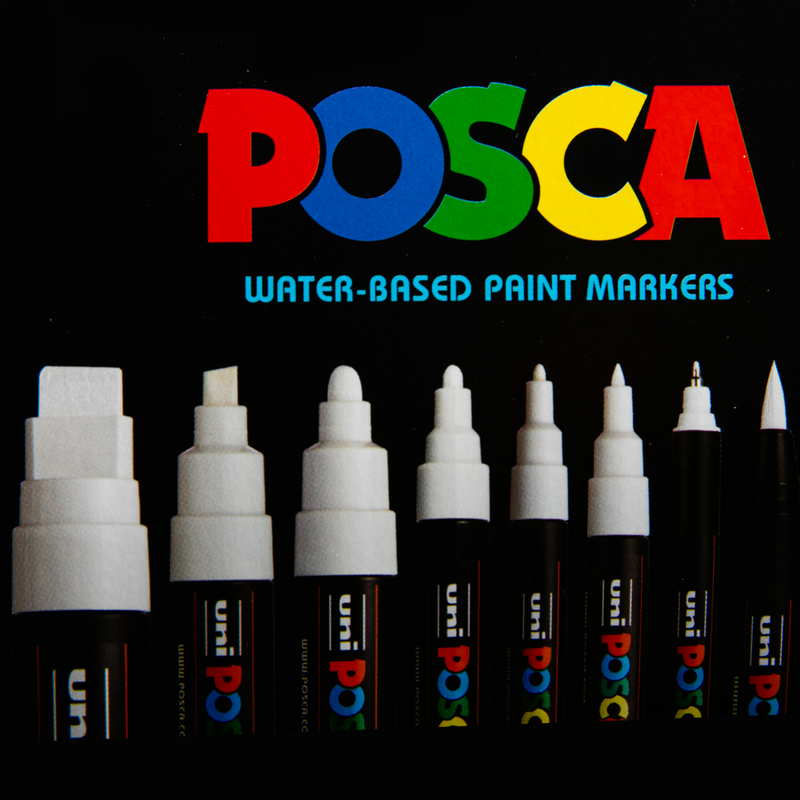 Rosy Brown Posca   Paint Marker Assorted Nib Set  White Pack  8 Pens and Markers