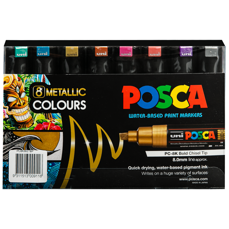 Dark Khaki Posca Paint Marker PC8K Posca Metallic  Assorted Pack  8 Pens and Markers