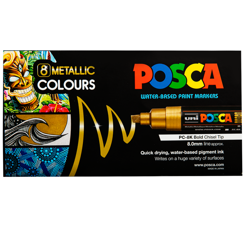 Black Posca Paint Marker PC8K Posca Metallic  Assorted Pack  8 Pens and Markers