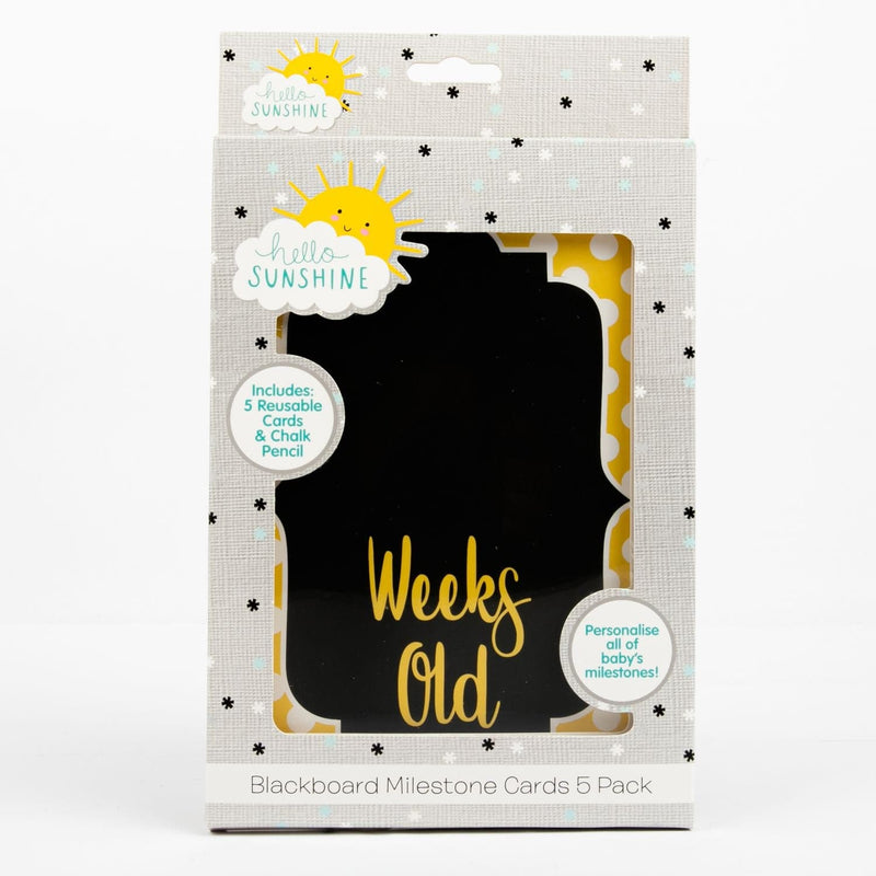 Black Hello Sunshine Chalkboard Milestone Cards 5pk Kids Craft Kits