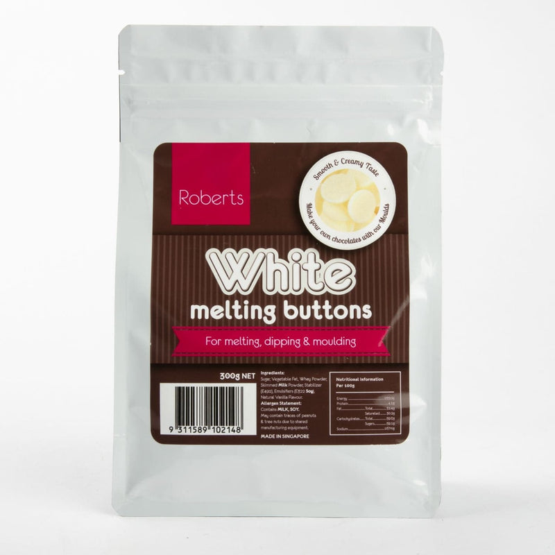Brown Roberts White Chocolate Melting Buttons 300g Ingredients and Edibles - Chocolate Making