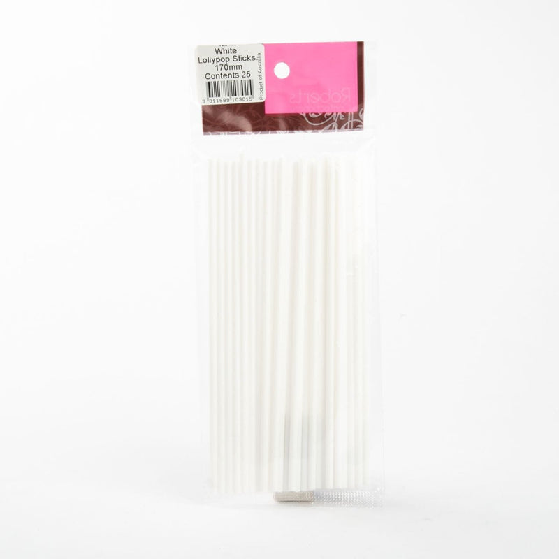 Hot Pink Roberts Lollypop Sticks White 170mm 25pc Chocolate Making Accessories