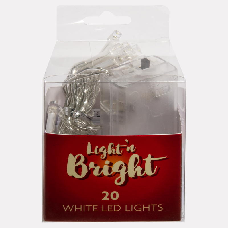 Dark Red Light & Bright Christmas Lights-White, Battery Operated (20 Pack) Christmas