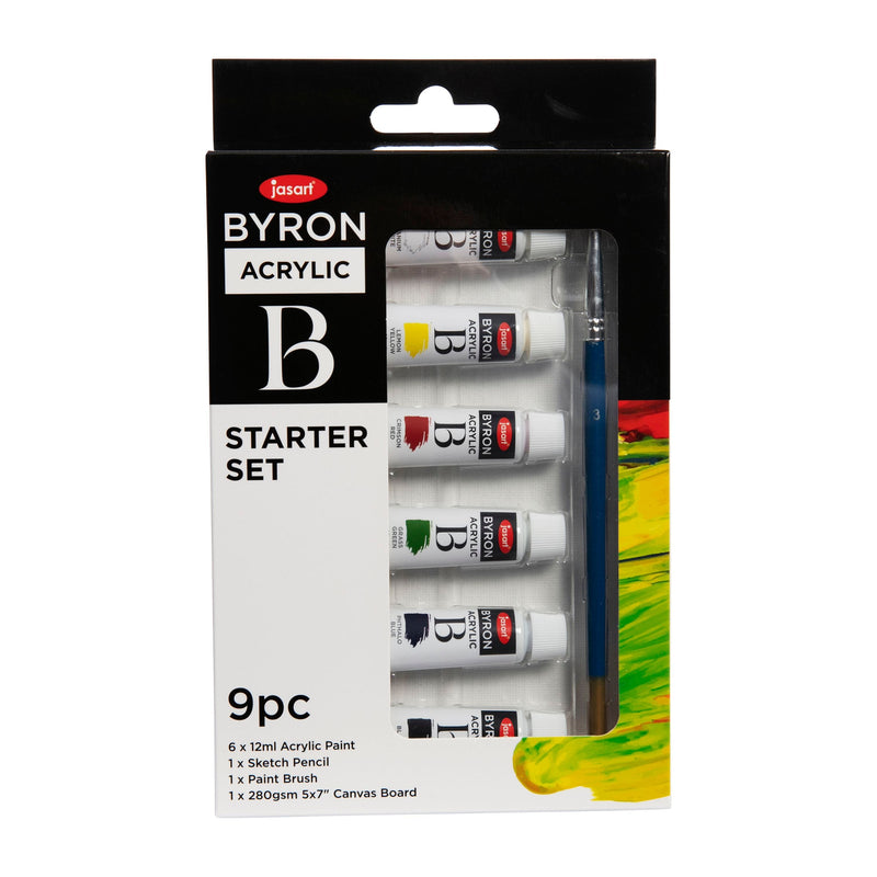Black Jasart Byron Acrylic Paint Starter Set of 9 Acrylic Paints
