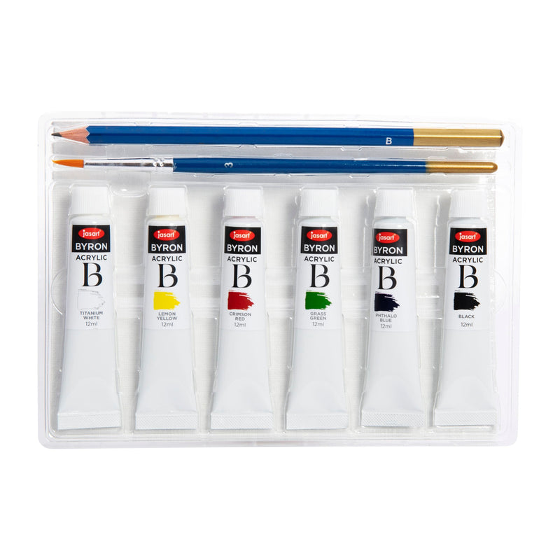Light Gray Jasart Byron Acrylic Paint Starter Set of 9 Acrylic Paints