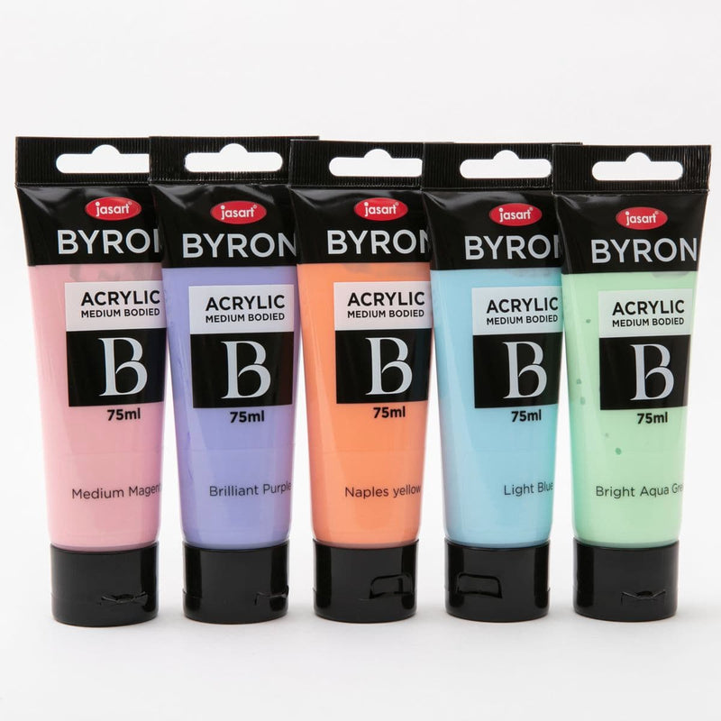 Black Jasart Byron Acrylic Paint Set of 5 75mL Tubes - Pastels Acrylic Paints