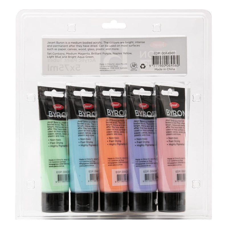 Light Gray Jasart Byron Acrylic Paint Set of 5 75mL Tubes - Pastels Acrylic Paints