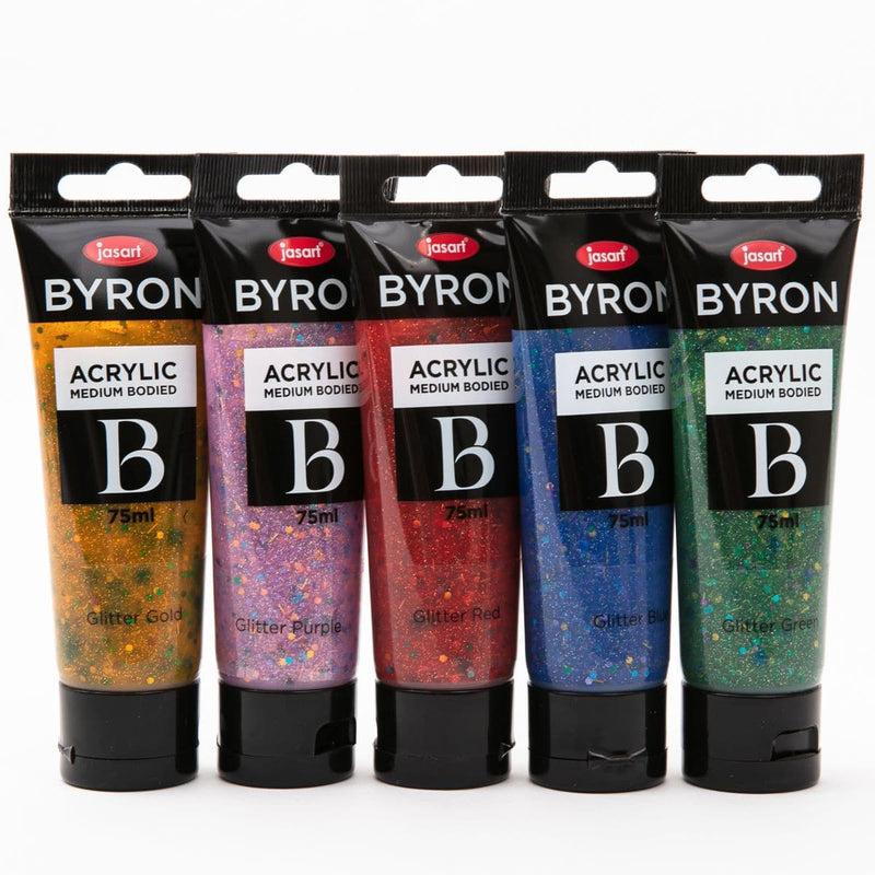 Light Gray Jasart Byron Acrylic Paint Set of 5 75mL Tubes - Glitters Acrylic Paints