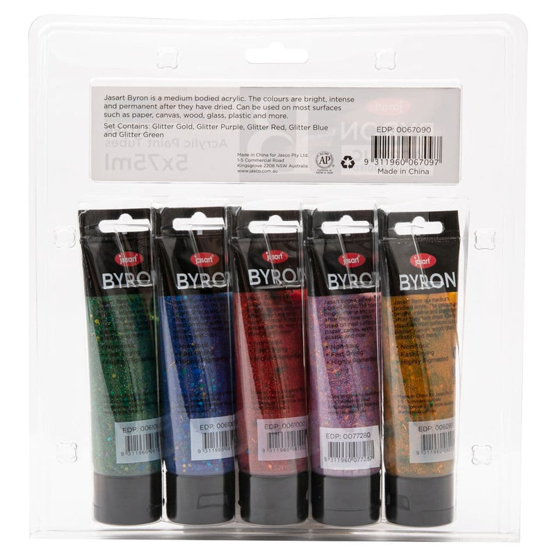 Light Gray Jasart Byron Acrylic Paint Set of 5 75mL Tubes - Glitters Acrylic Paints