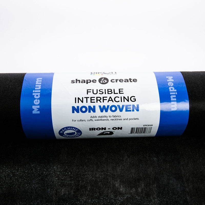 Black Shape To Create Fusible Interfacing   Non Woven Iron-On Medium 90cm X 20mt- Black -Price is per Roll. Sold by the Roll. Batting Interfacing Stabilisers and Wadding