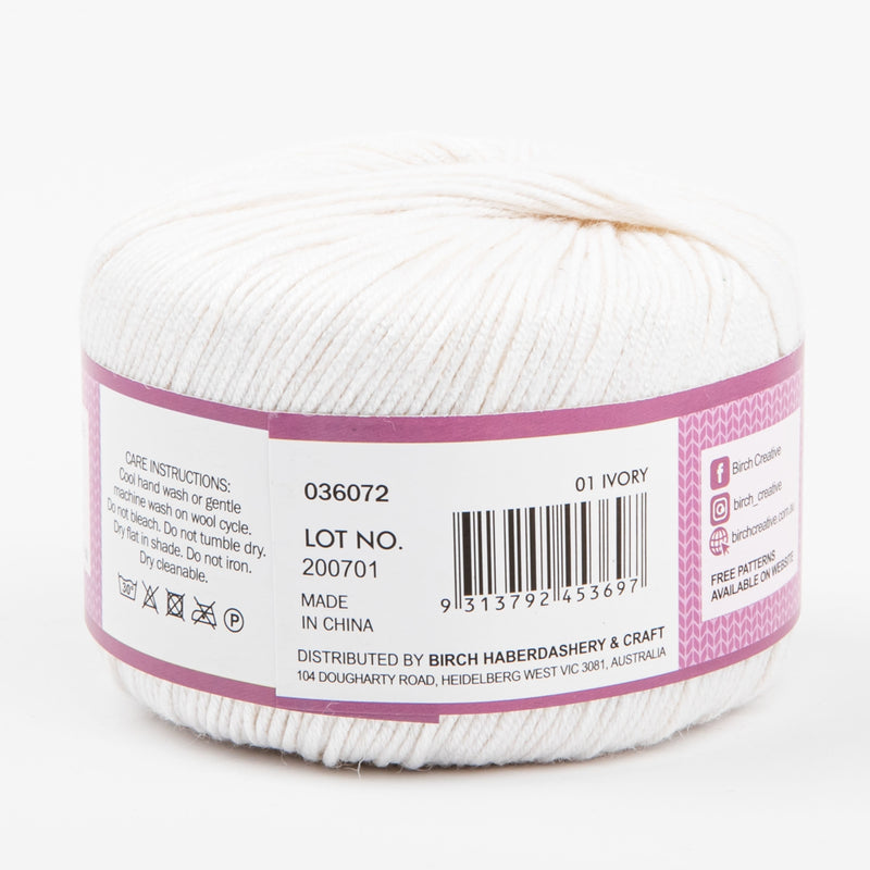 Rosy Brown Birch Kntting Yarn Billie 80/20 Bamboo/Wool 50G Apple Ball  -Ivory Knitting and Crochet Yarn
