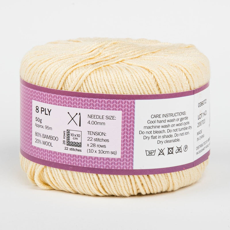 Rosy Brown Birch Kntting Yarn Billie 80/20 Bamboo/Wool 50G Apple Ball  -Vanilla Knitting and Crochet Yarn