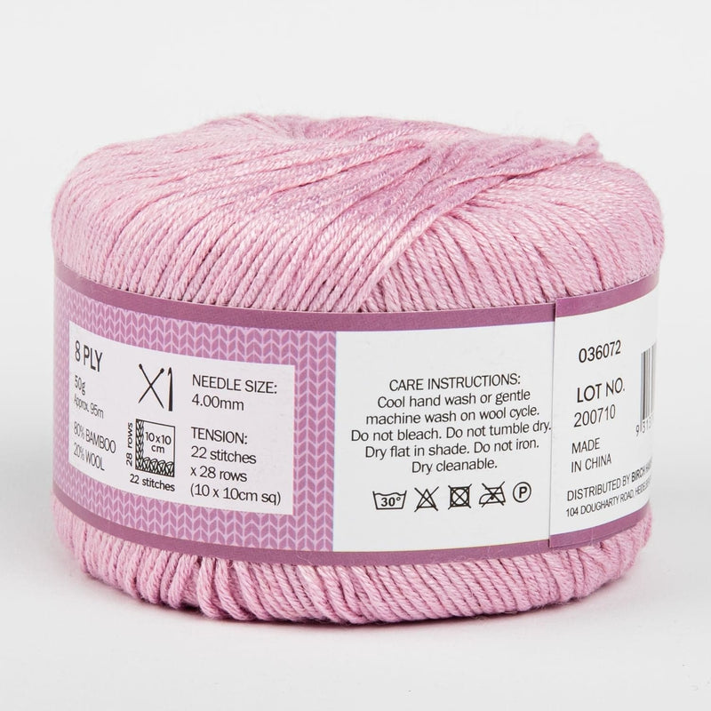 Thistle Birch Knitting Yarn Billie 80% Bamboo 20% Wool 50G Apple Ball - Rose Knitting and Crochet Yarn