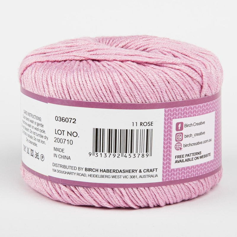 Thistle Birch Knitting Yarn Billie 80% Bamboo 20% Wool 50G Apple Ball - Rose Knitting and Crochet Yarn