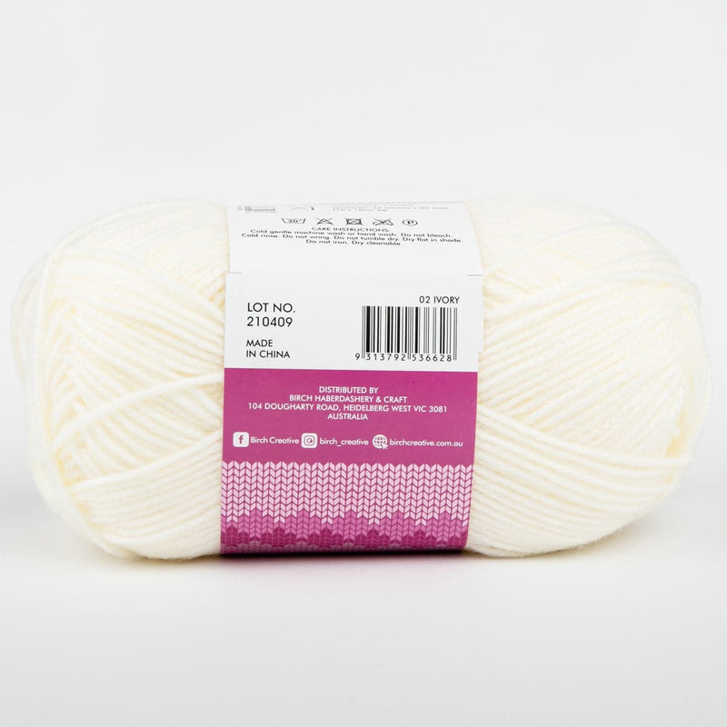 Maroon Birch Classique Knitting Yarn 100% Premium Acrylic-Ivory 100g Ball, 8Ply Knitting and Crochet Yarn