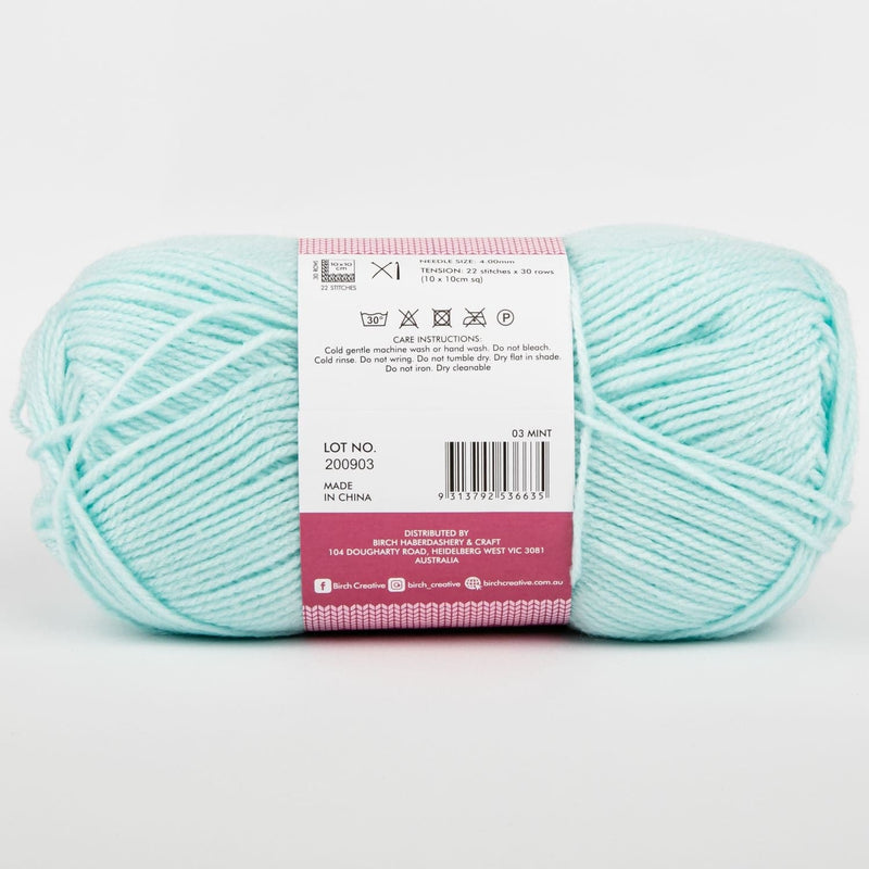 Maroon Birch Classique Knitting Yarn 100% Premium Acrylic-Mint 100g Ball, 8Ply Knitting and Crochet Yarn