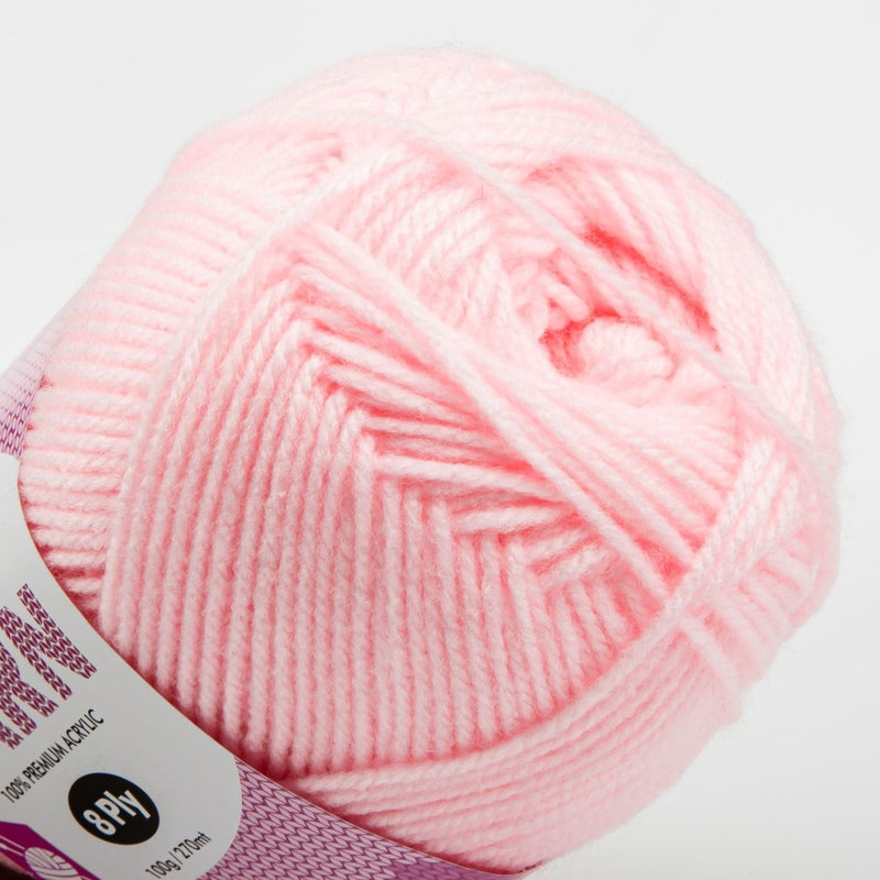 Light Pink Birch Classique Knitting Yarn 100% Premium Acrylic-Blush 100g Ball, 8Ply Knitting and Crochet Yarn