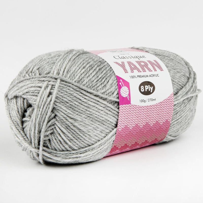 Thistle Birch Classique Knitting Yarn 100% Premium Acrylic-Silver 100g Ball, 8Ply Knitting and Crochet Yarn