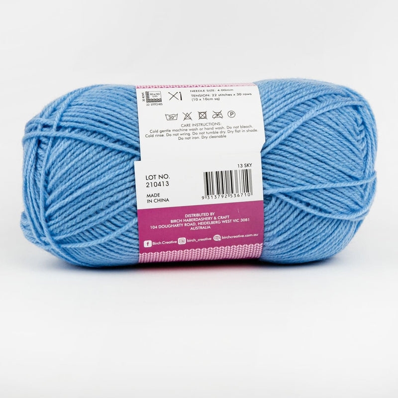 Maroon Birch Classique Knitting Yarn 100% Premium Acrylic-Sky 100g Ball, 8 Ply Knitting and Crochet Yarn