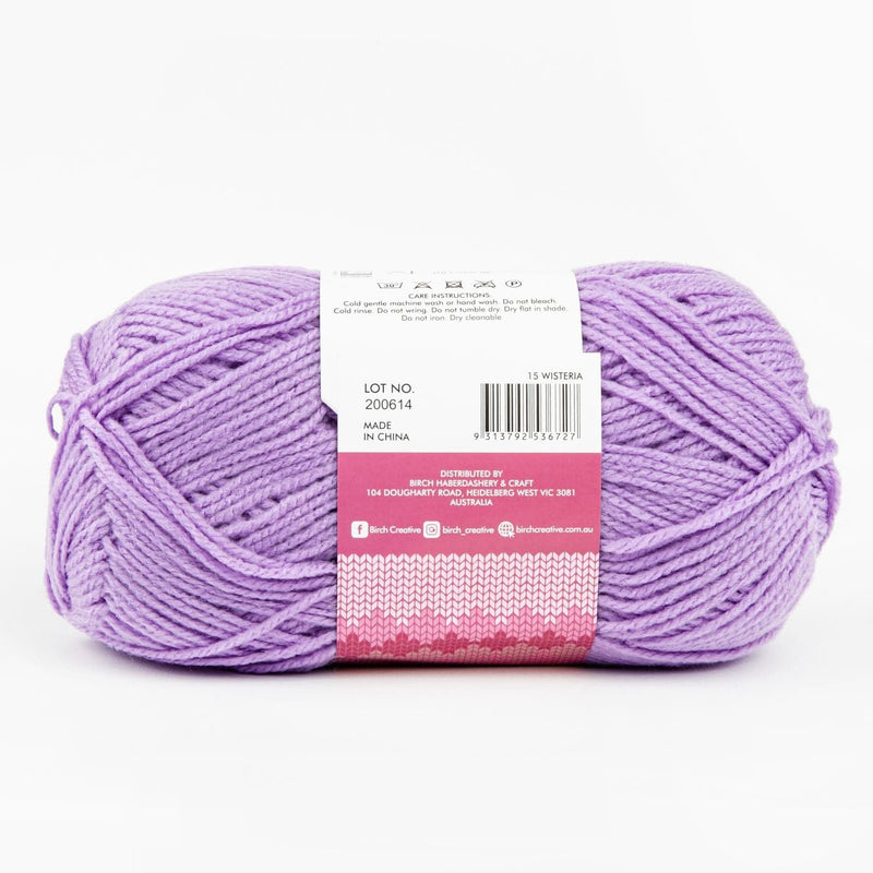 Birch Classique Knitting Yarn 100% Premium Acrylic-wisteria 100g Ball,