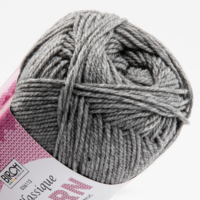 Dim Gray Birch Classique Knitting Yarn 100% Premium Acrylic-Mid Grey 100g Ball, 8Ply Knitting and Crochet Yarn