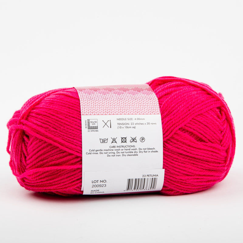 Firebrick Birch Classique Knitting Yarn 100% Premium Acrylic-Petunia 100g Ball, 8Ply Knitting and Crochet Yarn
