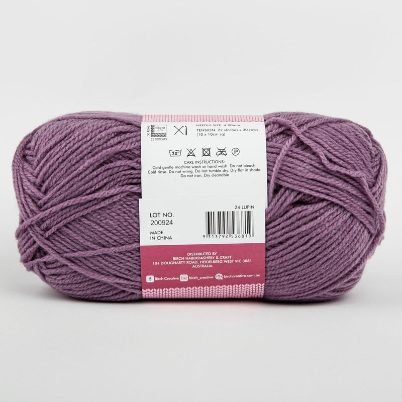 Birch Classique Knitting Yarn 100% Premium Acrylic-Lupin 100g Ball, 8P