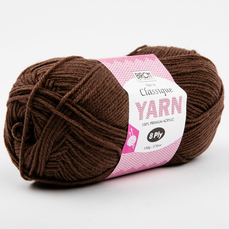 Dark Slate Gray Birch Classique Knitting Yarn 100% Premium Acrylic-Brown 100g Ball, 8Ply Knitting and Crochet Yarn