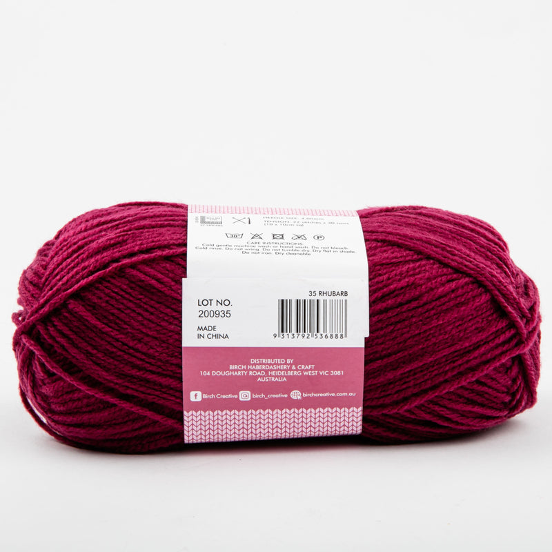 Pale Violet Red Birch Classique Knitting Yarn 100% Premium Acrylic-Rhubarb 100g Ball, 8Ply Knitting and Crochet Yarn