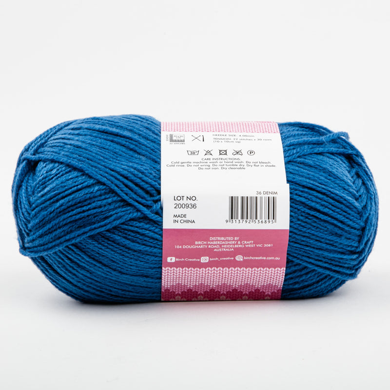 Pale Violet Red Birch Classique Knitting Yarn 100% Premium Acrylic-Denim 100g Ball, 8Ply Knitting and Crochet Yarn