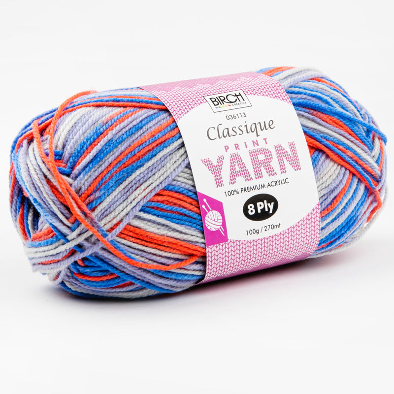 Thistle Birch Classique Knitting Yarn Prints 100% Premium Acrylic 100G Ball 8Ply-Persian Blue Knitting and Crochet Yarn