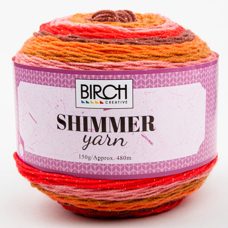 Misty Rose Birch Yarn Shimmer - 94%Acrylic 6% Glitter Polyester 150G   - 04 Autumn Glaze Knitting and Crochet Yarn