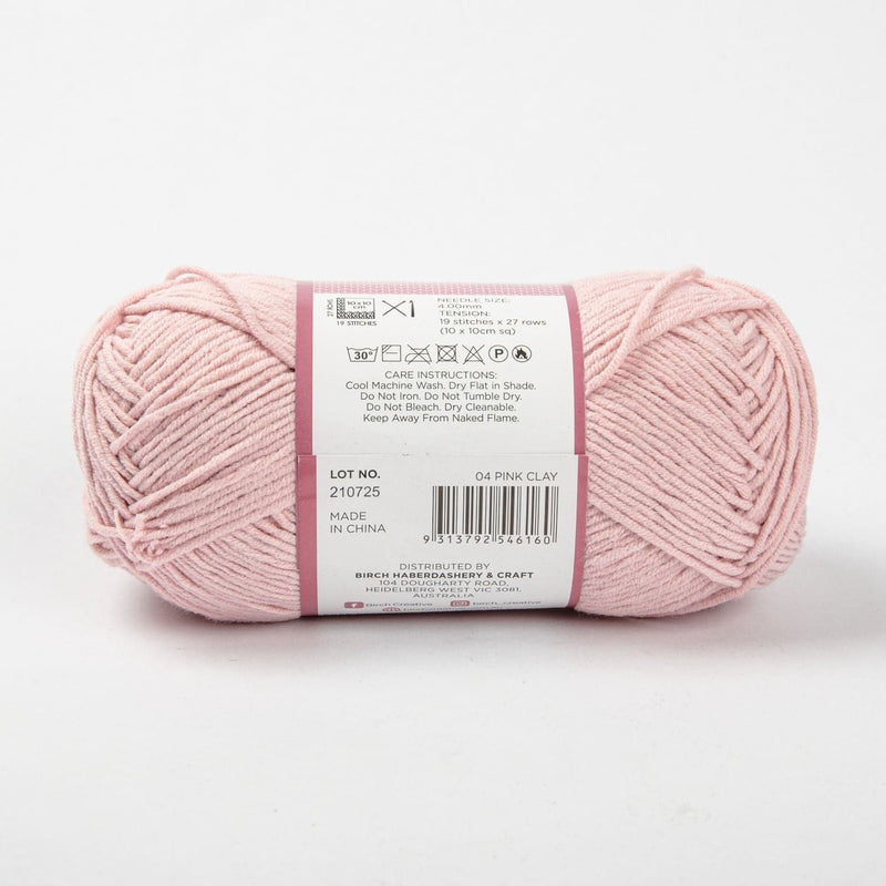 Beige Birch Yarn Cove - 60% Cotton 40% Acrylic 100G - 04 Pink Clay Knitting and Crochet Yarn