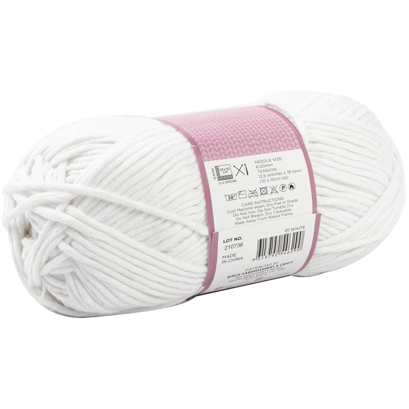 Lavender Birch Caviana Chunky - 60% Cotton 40% Acrylic- 150G - 01 White Knitting and Crochet Yarn