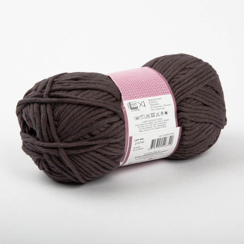 Dark Slate Gray Birch Caviana Chunky - 60% Cotton 40% Acrylic- 150G - 05 Charcoal Knitting and Crochet Yarn