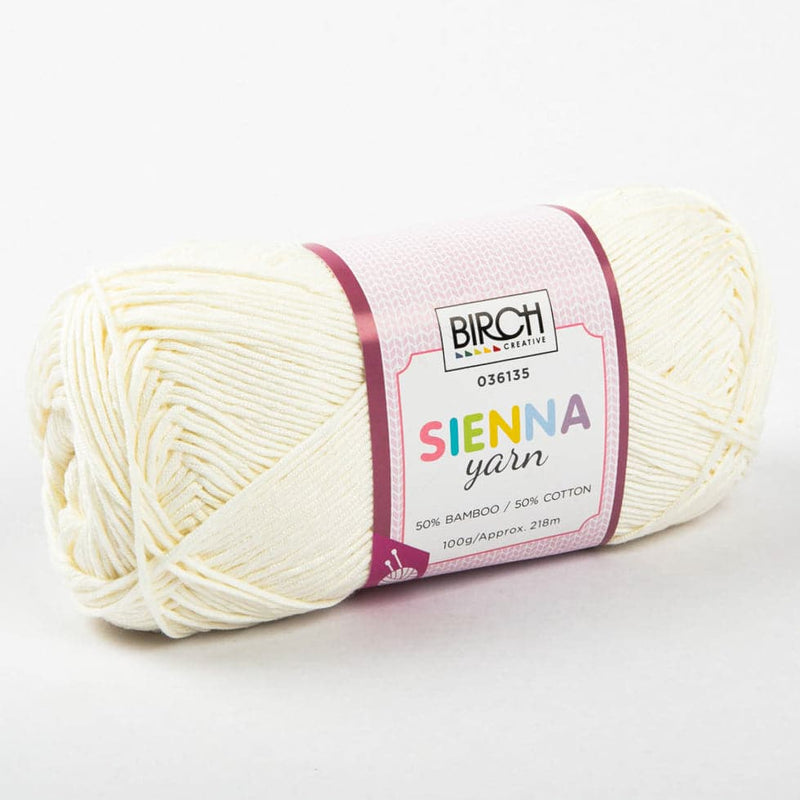Beige Birch Sienna - 50%Bamboo 50% Cotton - 100G - 02 Cloud Dancer Knitting and Crochet Yarn