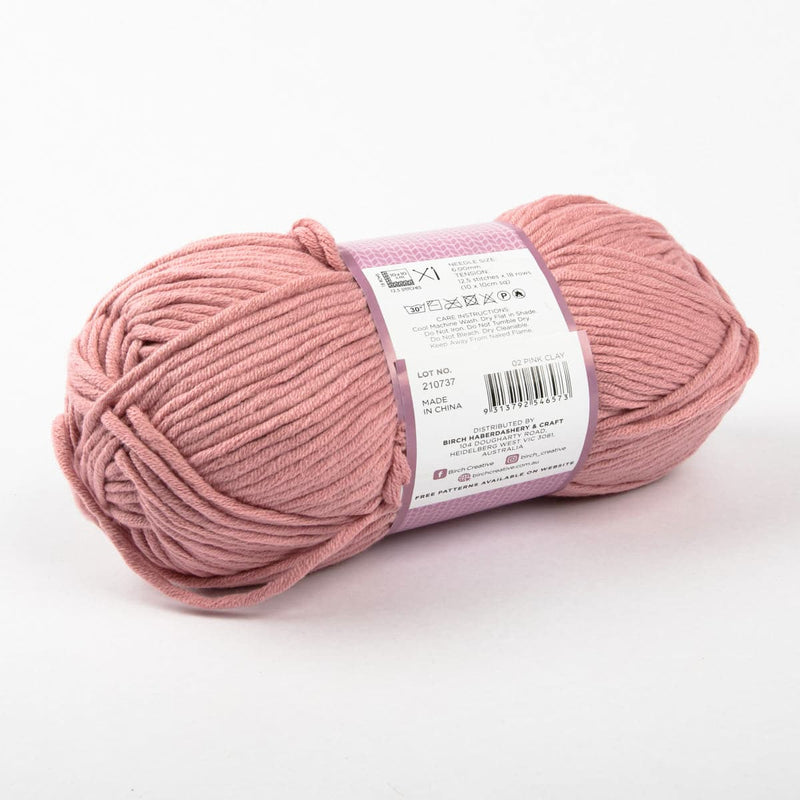 White Smoke Birch Caviana Chunky - 60% Cotton 40% Acrylic- 150G - 02 Pink Clay Knitting and Crochet Yarn