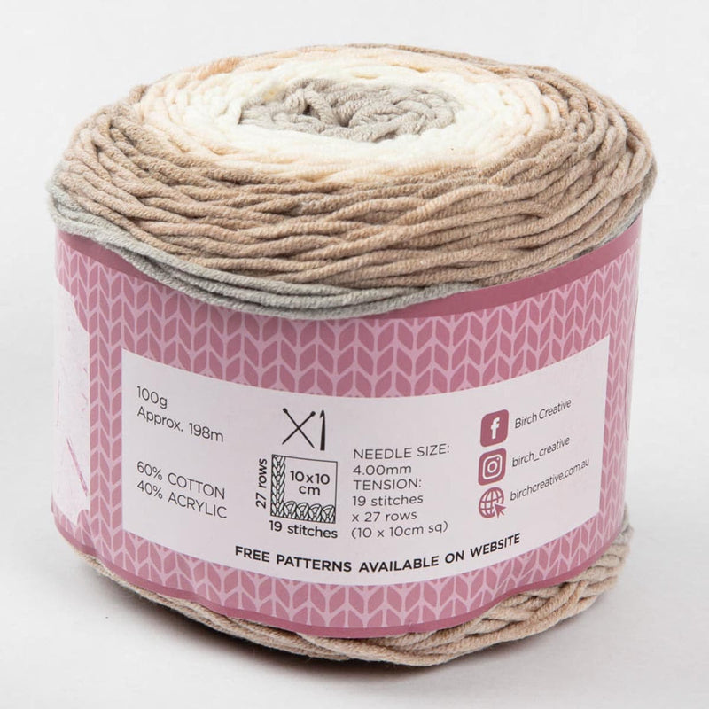Light Gray Birch Cove Print - 60% Cotton 40% Acrylic 100G - 07 Nougat Knitting and Crochet Yarn