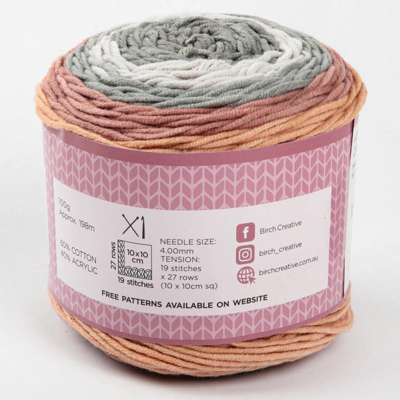 Light Gray Birch Cove Print - 60% Cotton 40% Acrylic 100G - 15 Outback Knitting and Crochet Yarn