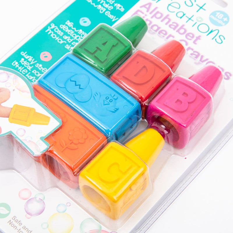 Medium Turquoise Educational Colours First Creations  Easi-Grip Crayons   Alphabet Finger Asst Pack 6 Kids Crayons