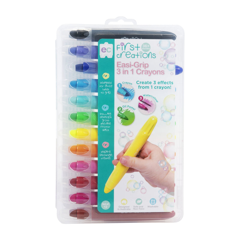 Light Gray Educational Colours First Creations  Easi-Grip 3 in 1 Crayon Set Kids Crayons