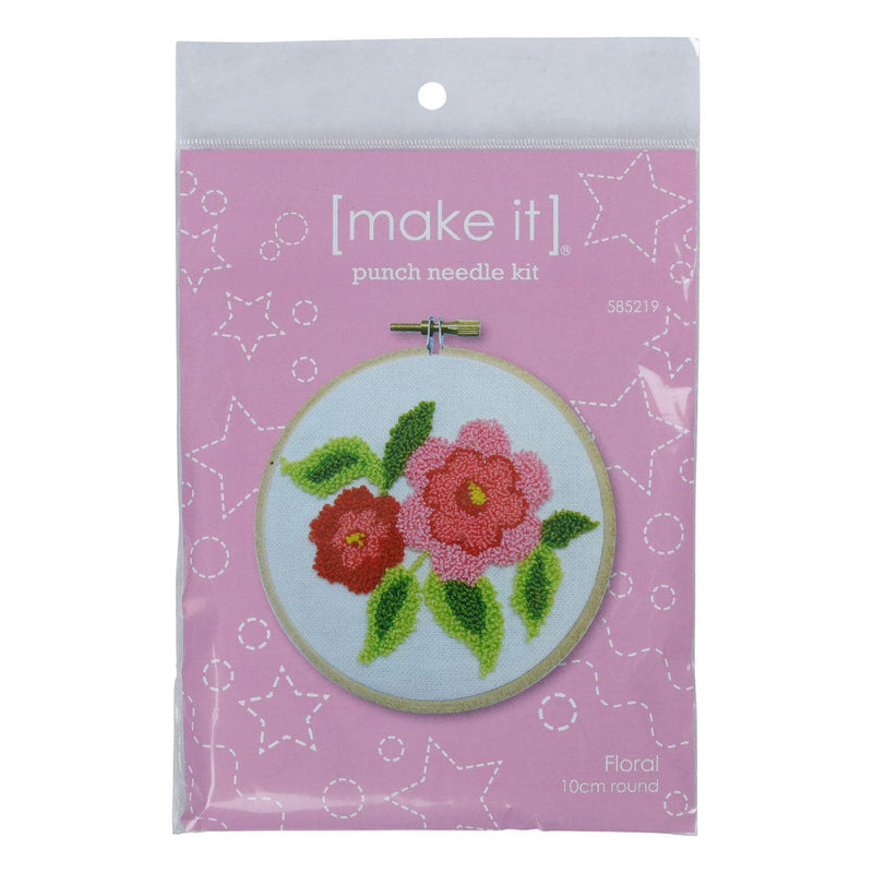 Dark Gray Make It Punch Needle Kit - Floral 10cm Round Needlework Kits