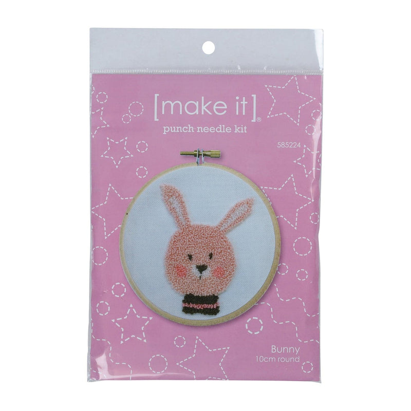 Rosy Brown Make It  Punch Needle Kit - Bunny 10cm Round Needlework Kits